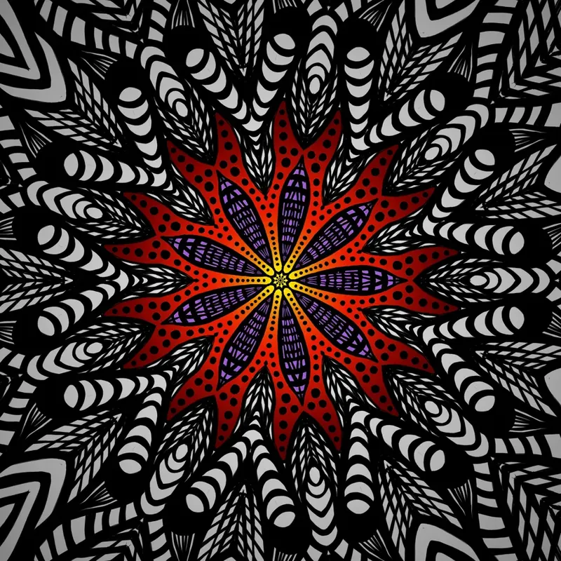 Spiral Geometry, hand-drawn mandala by BasicGlitch