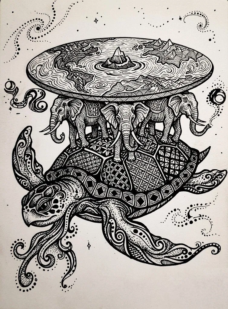 Discworld (Hand-drawn ink) - Digital Art by BasicGlitch
