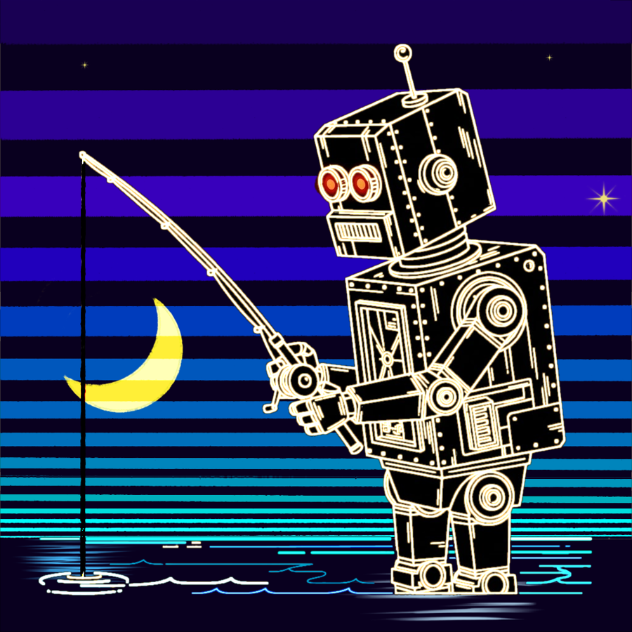 Night-Fishing the Arkansas River - Digital Art by BasicGlitch