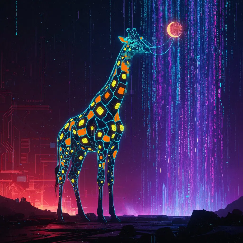 Giraffey Taffy (Cyber Savanna series) - Digital Art by BasicGlitch