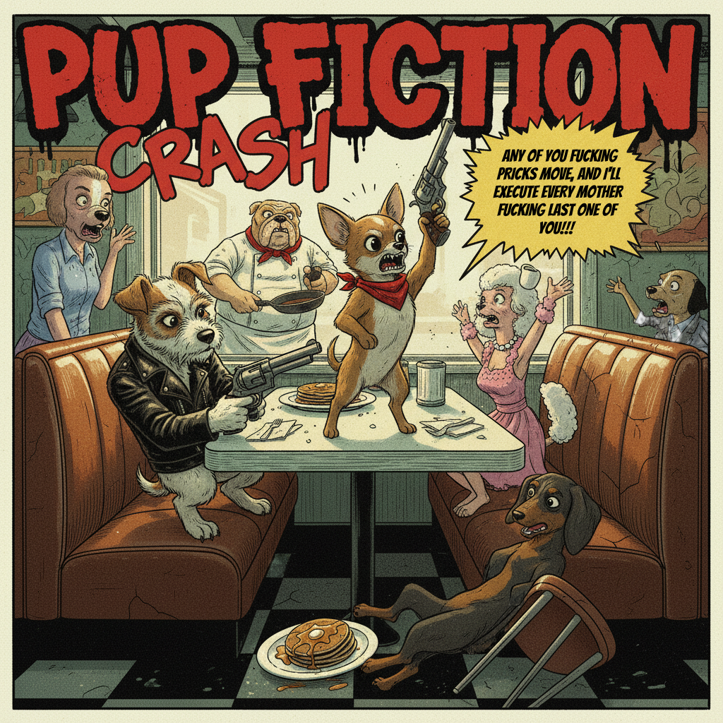 Pumpkin and Honey Puppy and the Diner Robbery - Pup Fiction Parody Art by BasicGlitch