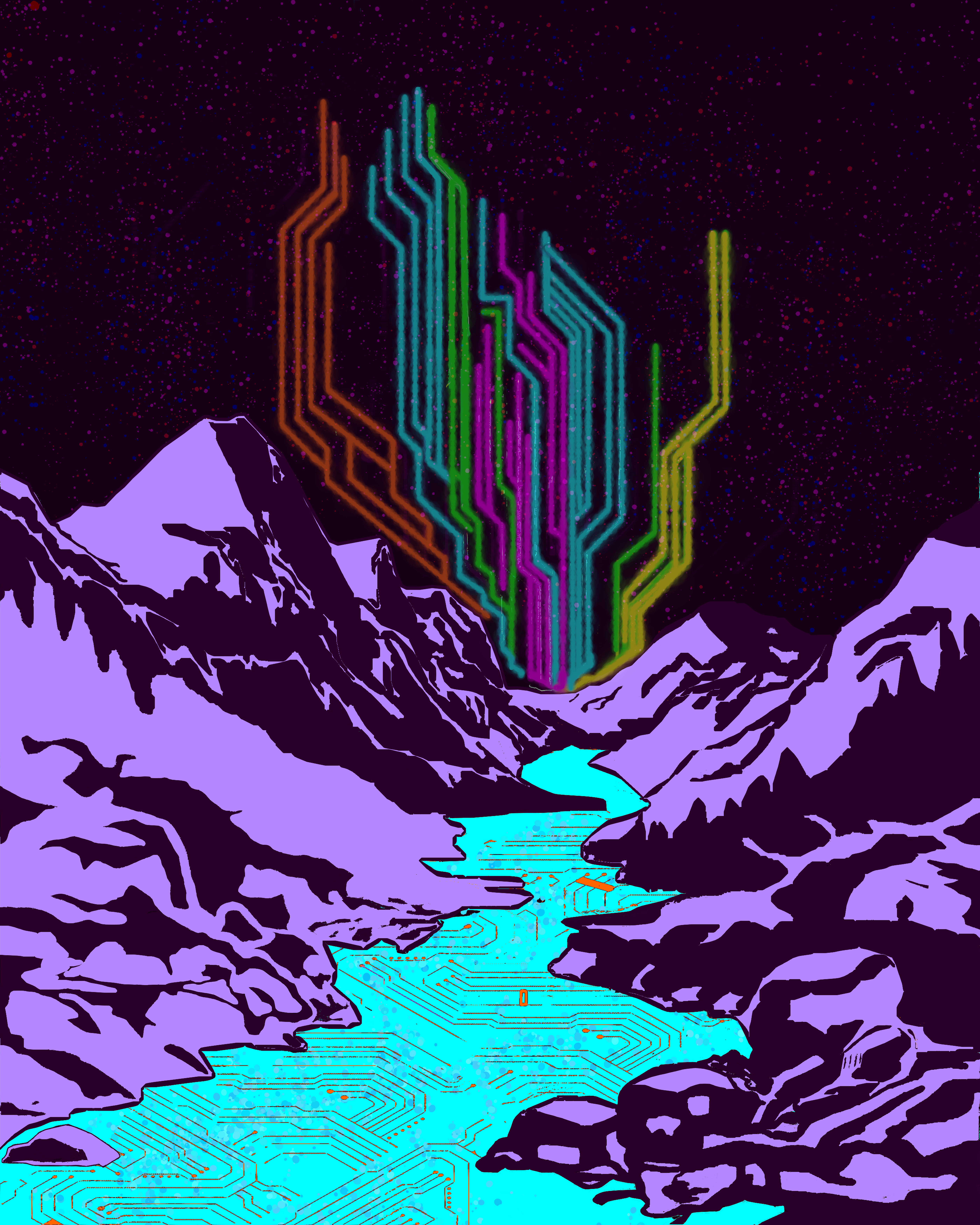 Sangre De Cristo Midnight V2 - Digital Art by BasicGlitch